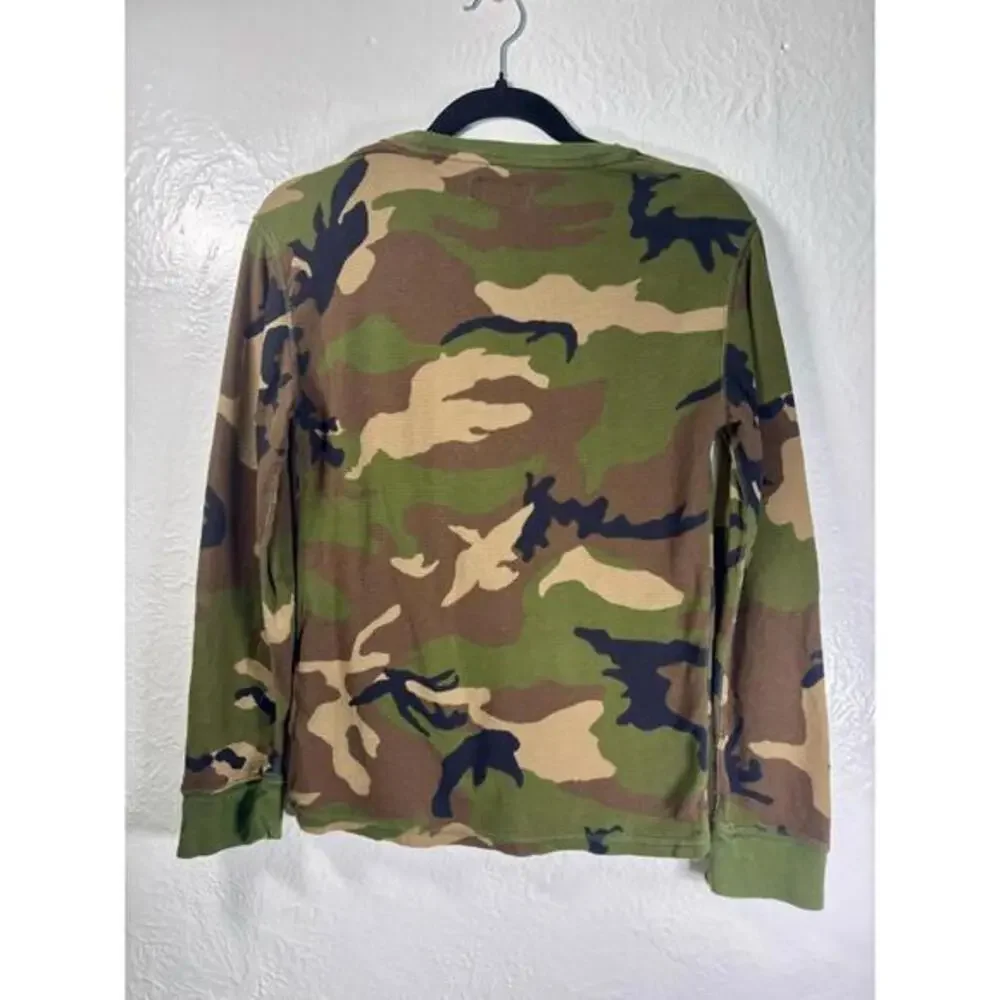 Polo Ralph Lauren Thermal Waffle Knit Camo Pajama Top Sz S Sleepwear Old Money